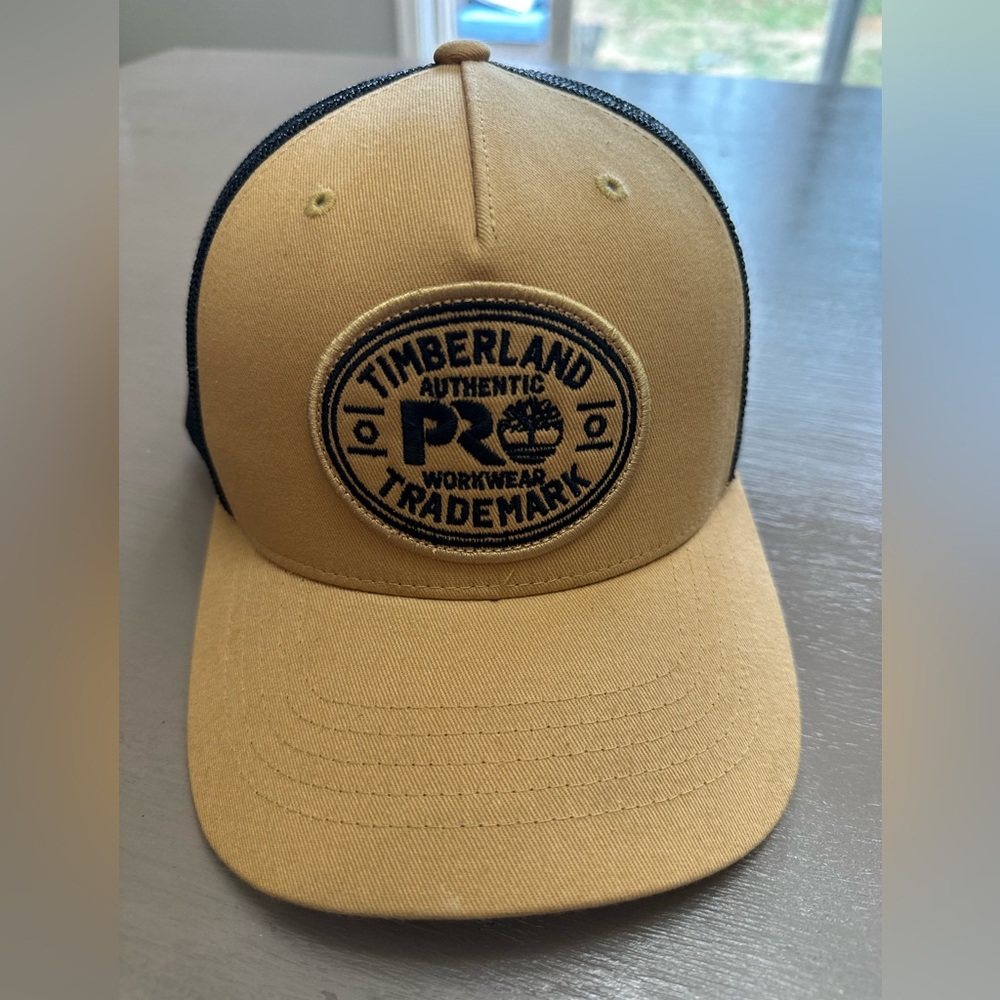 Timberland PRO Men's Patch Logo Trucker Hat Snapback Mesh Cap Wheat Black OSFM